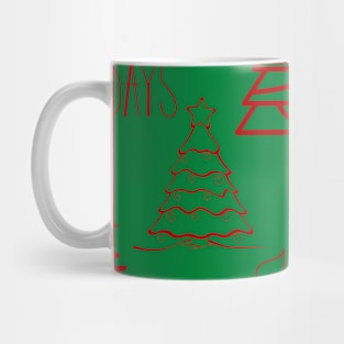 Red Christmas Trees Pattern in Green Mug